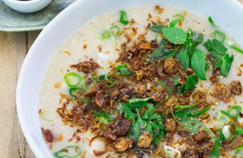 Chicken and Ginger Congee – 100 Mile Table. Photo by Nelly Le Comte getforkedandfly.com