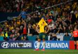 Captain Sam Kerr reacts in disappointment late in Australia's semi-final defeat to England on Wednesday night.
