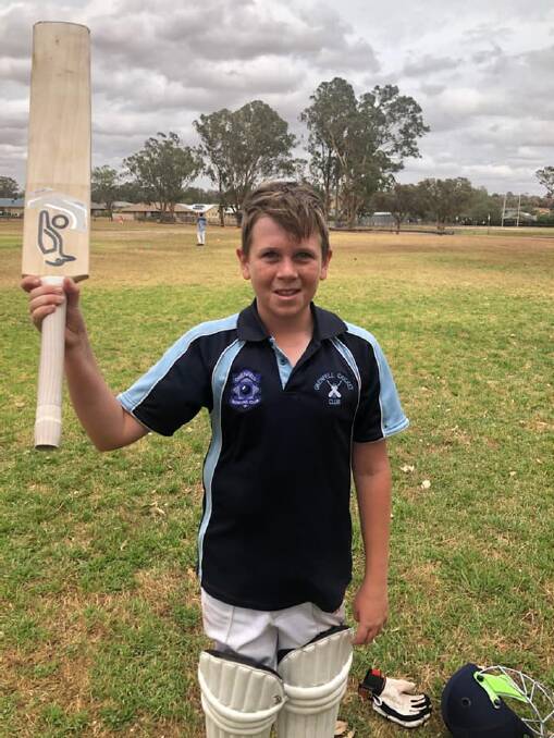 Cooper Biddle Cooper Biddle belted 54 off 23 balls and retired in Saturday's junior clash against Cowra. Photo Grenfell cricket Facebook. 
