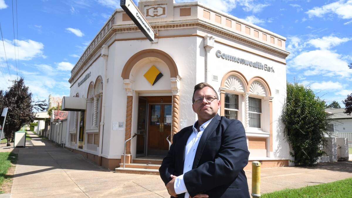 Molong resident Aaron Pearson created a petition against the impending closure of the Commonwealth Bank in 2021. Picture by Jude Keogh