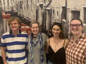 Country Education Foundation of Australia Manager of Partnerships, Hilary Matchett, second from the left, with CEF alumni, from left to right, Matthew Moorse, Kadee Gerhard-Scali and Laura Mannes, who are studying at Charles Sturt University Wagga Wagga.