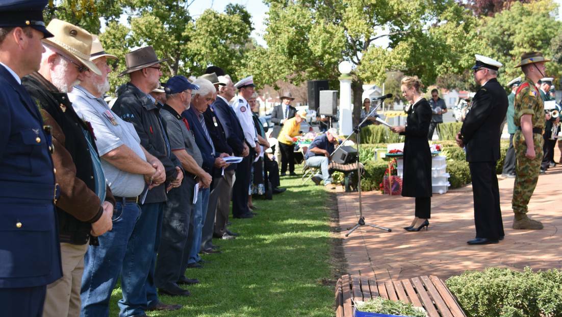 Member for Cootamundra Steph Cooke addressing an Anzac Service in Grenfell.
