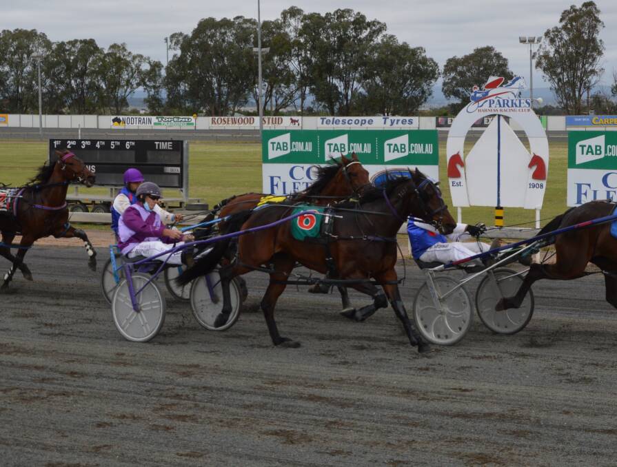 Mark Hewitt and Maudies Delight finished third at Parkes on Sunday.