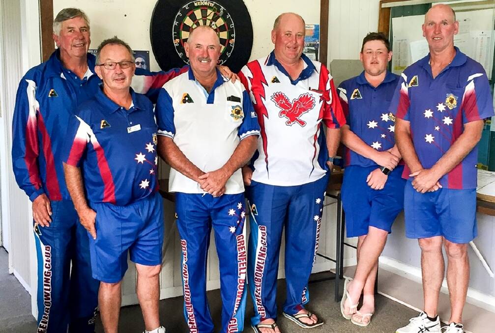 Grenfell bowlers who took part in the Blayney Pairs (from left) David Hancock, Steve Galvin, Rob Coleman, Barry Bradtke, Blake Bradtke and Andrew Armstrong.