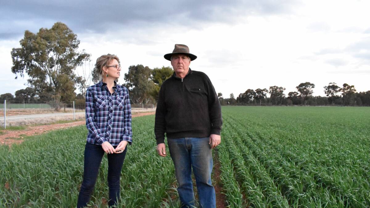 Member for Cootamundra Steph Cooke, pictured with farmer Guy Purcell, has reminded farmers that despite recent rain, the NSW Government is still providing $1.1 billion worth of drought support.