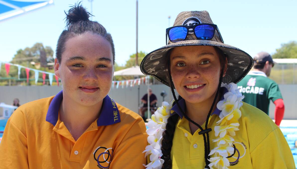 Henry Best and Casey Walker from Lehane house at the 2019 THLHS swimming carnival. Image supplied