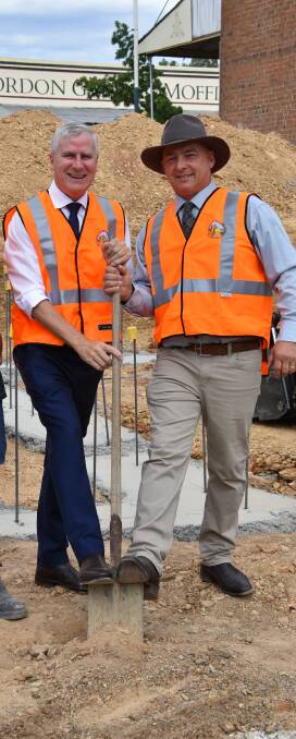 Australia's new Deputy Prime Minister Michael McCormack with Weddin Shire Mayor Mark Liebich at the new medical centre site in Grenfell on February 9, 2018.