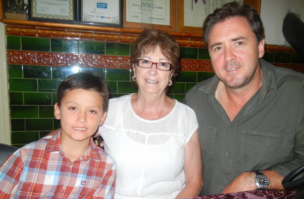 Julie Wood with her grandson Jakub and her son Dion who were visiting from Queensland.
