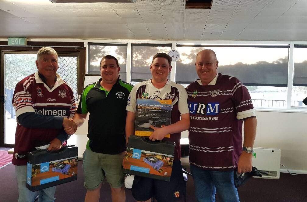 Overall winners on the day were Barry and Blake Bradtke and David Handcock pictured with Doug Kohnan receiving their prizes. Image supplied 