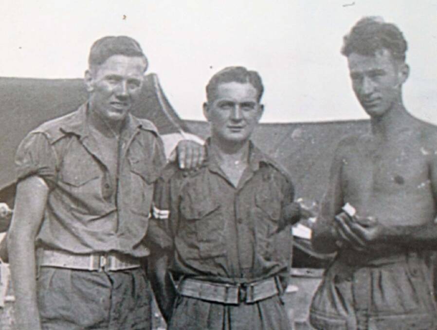 Hec Bowman (L) with fellow soldiers taken in the war in New Guinea.