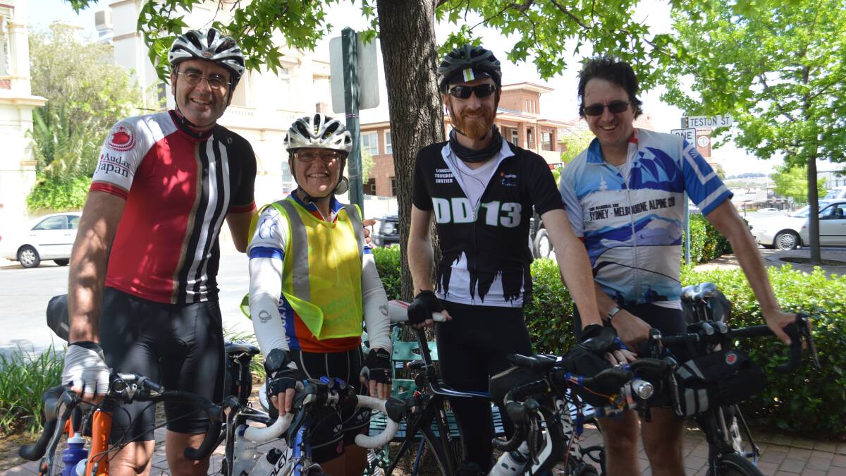 CYCLISTS: Members of the Audax Cycling Club Ian Garrity, Katherine Bryant, Joel Nicholson and Tim Nankivell in Grenfell.