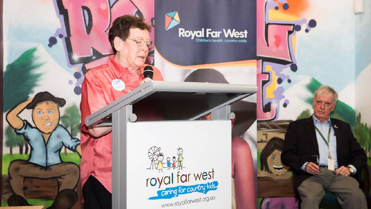 Margaret Cuddihy, Grenfell RFW branch president, gives her local report at the 81st Royal Far West annual conference. Photo supplied.