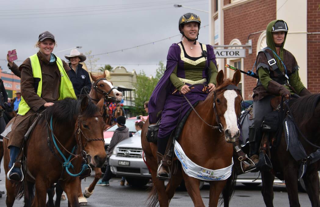 Local riders Eliza Taylor, Rebecca Maslin and Megan Taylor lead the group during Wacky Wednesdy's lap of Main Street.