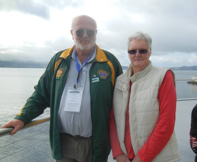 Former Grenfell residents Evan and Carol Armstrong from Bridgetown WA at the Lions Convention in Hobart. 