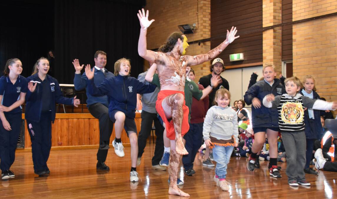Members of the audience took the opportunity to experience the traditional Aboriginal Dance led by THLHS student Ethan Reid.  