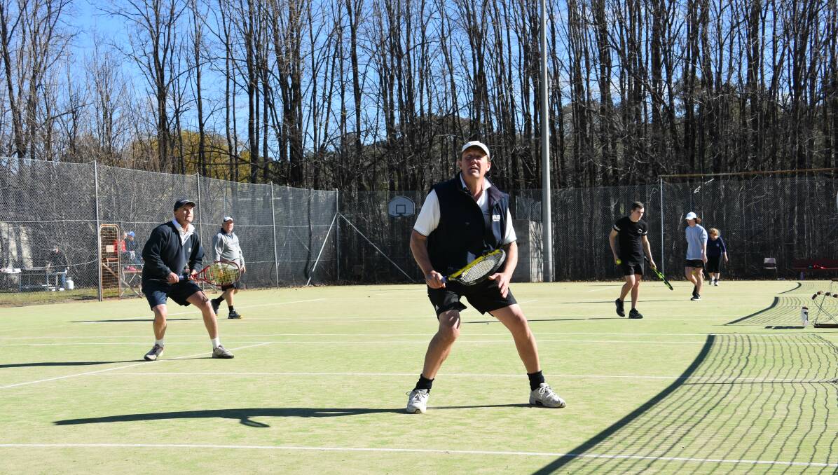 Grenfell tennis players Michael Mitton and Danny Joyce compete in the recent Intertown Competition in Grenfell. 