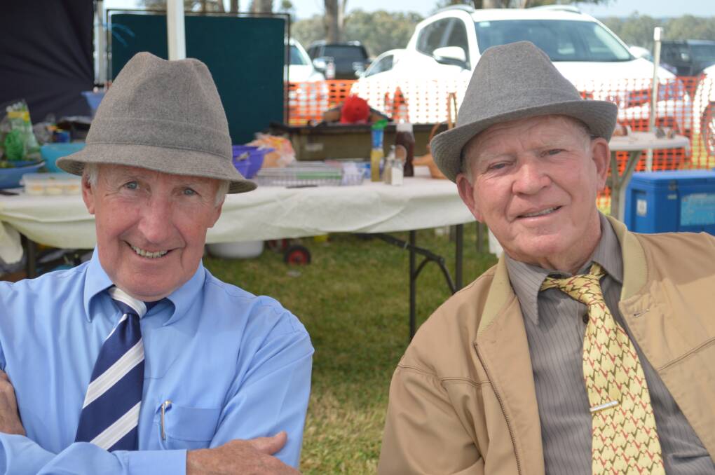 Dennis Doble (Norman Park Stud) and Garry Hagan (Moyne Farm) in the President's tent.