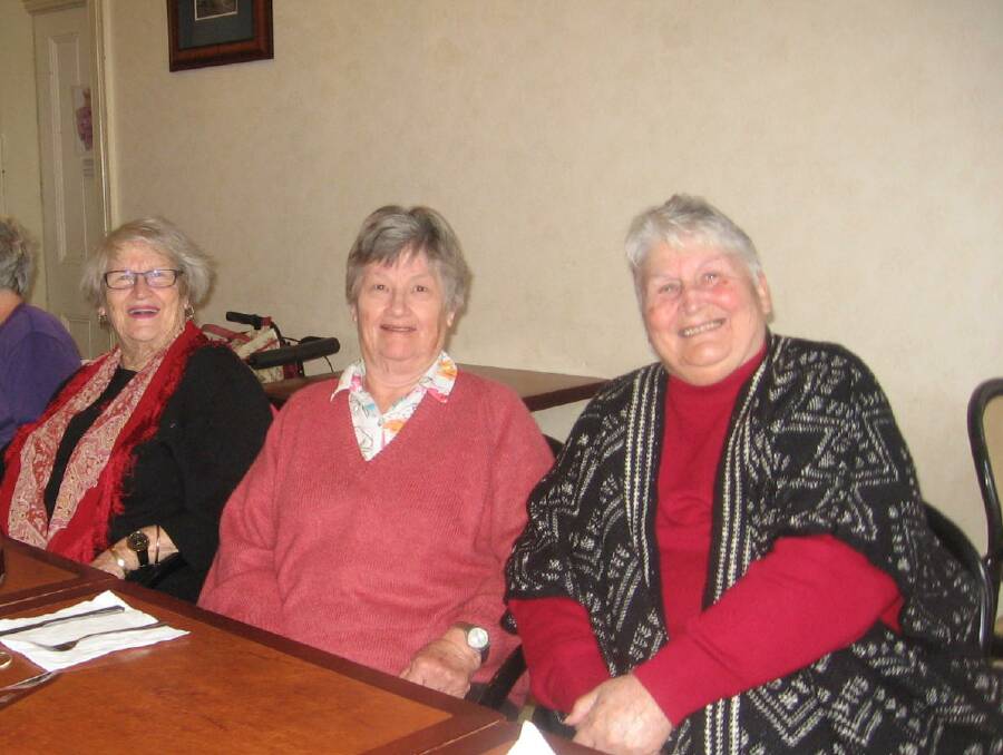 Lorraine Douglass, Vera Penhey and Cherylene Miller at the August Neighbour Aid luncheon last Thursday at the Albion Hotel.