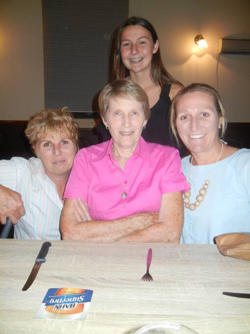Carolyn and Stephanie Davies and Barbara and Bec Knight celebrating Barbara's birthday. 