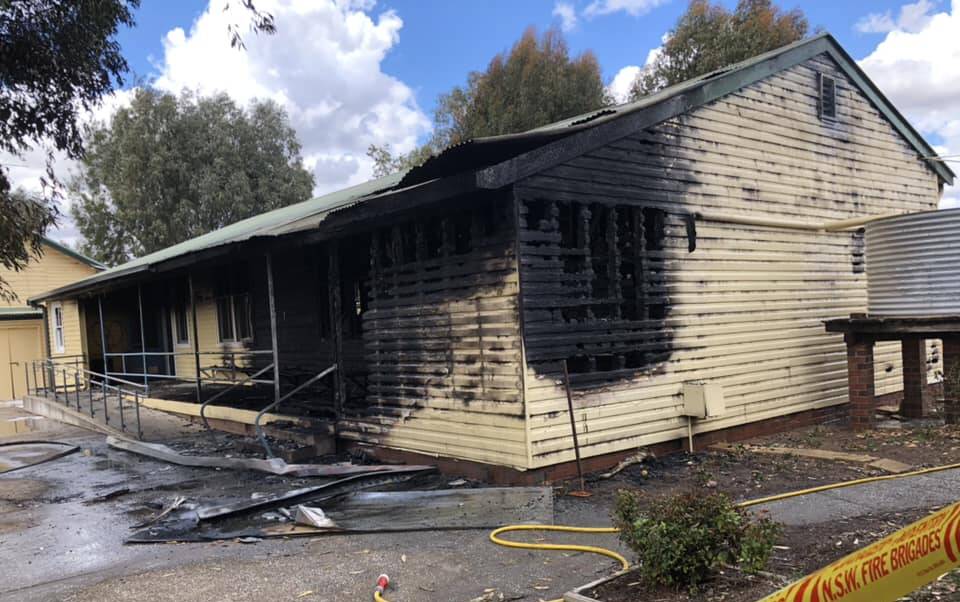 The Quandialla Public School K12 classroom has been completely gutted by fire. Image supplied