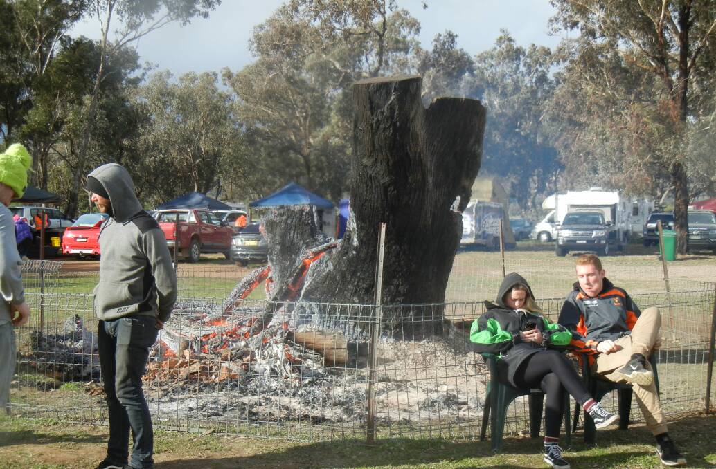 The bonfire at the Bob Hinde Memorial kept the massive crowd warm throughout the weekend of July 7 and 8 at Bogolong Circuit. 