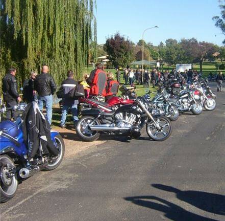 Motorcyclists prepare to depart at last year's 'Ironbark Dice Run'.