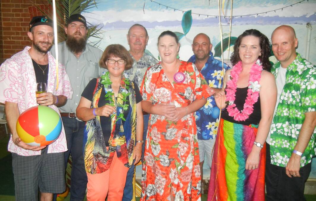 Jon Clark, James, Val, Don & Freuin Forsyth, Jason Clark and Mitchell and Megan Ray at Freuin's Hawaiian Party. 