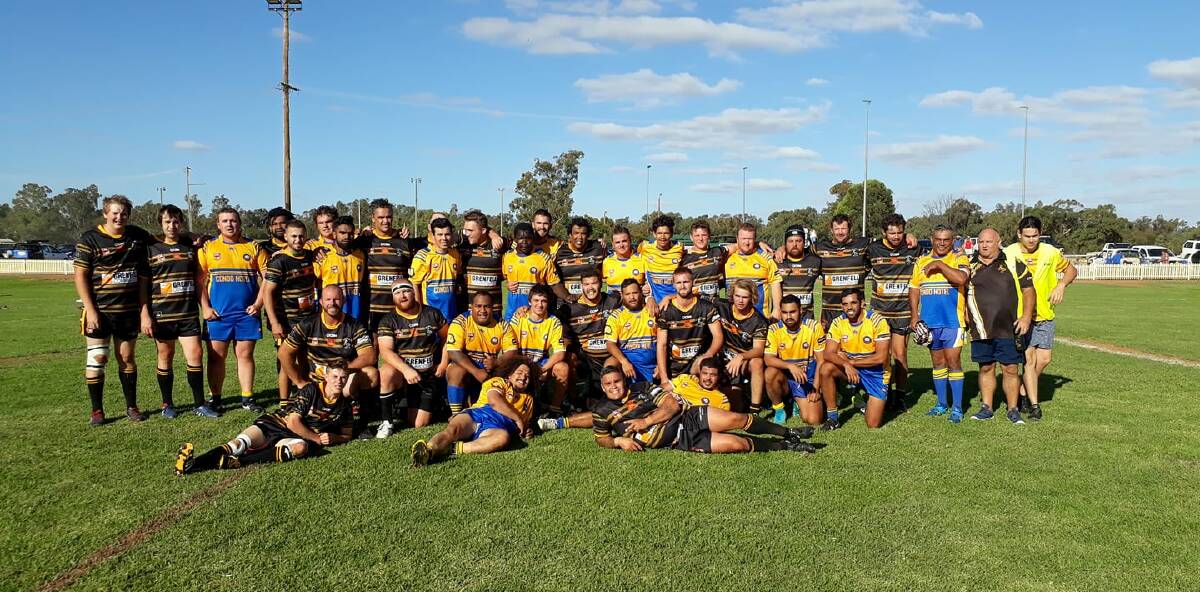 Grenfell and Condobolin First Grade sides at Condo last weekend. Photo GGRLFC