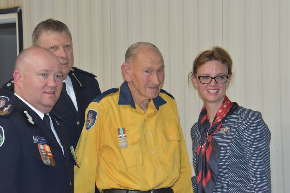 Walter Gam - 33 years of service - All photos show medal recipients with Member for Cootamundra Steph Cooke MP, NSW RFS Commissioner Shane Fitzsimmons and DTZ Western Manager Ken Neville.