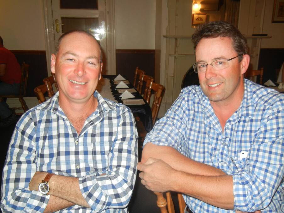Paul Lynch (L) and James Ingrey, who both had birthdays on October 7, celebrated with friends.


