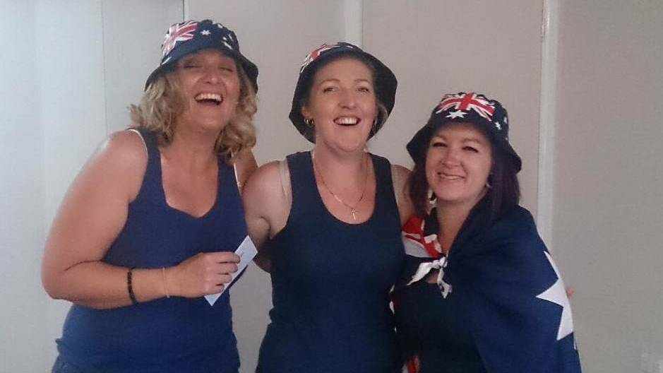 Sarah Higgs, Wendy Little and Elyse Troth at the 2018 Country Club Australia Day event. 