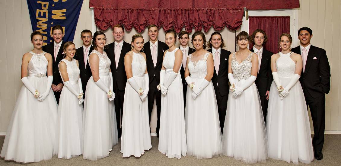 St Joseph's Catholic Church debutantes and their partners at the 2017 ball. 