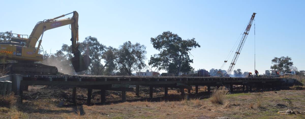 The Lignum Creek bridge is the final remaining wooden bridge in the Weddin Shire and is currently receiving a $6.7 million upgrade.