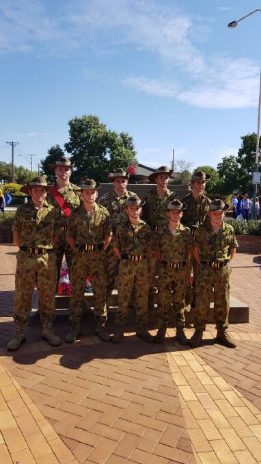 Grenfell Cadets at Memorial Park after participating in the 2018 Anzac Day ceremony. Photo supplied. 