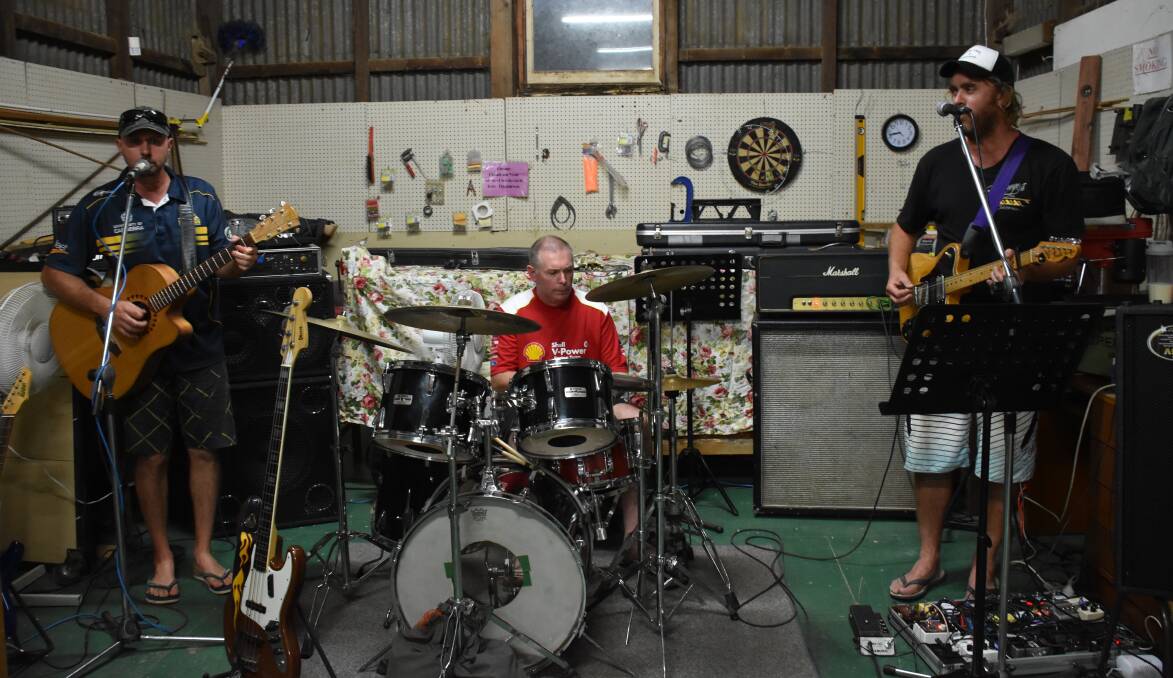 Rockin' on at the Men's Shed are Brent Cartwright, Dallas Munk and Luke Armstrong.