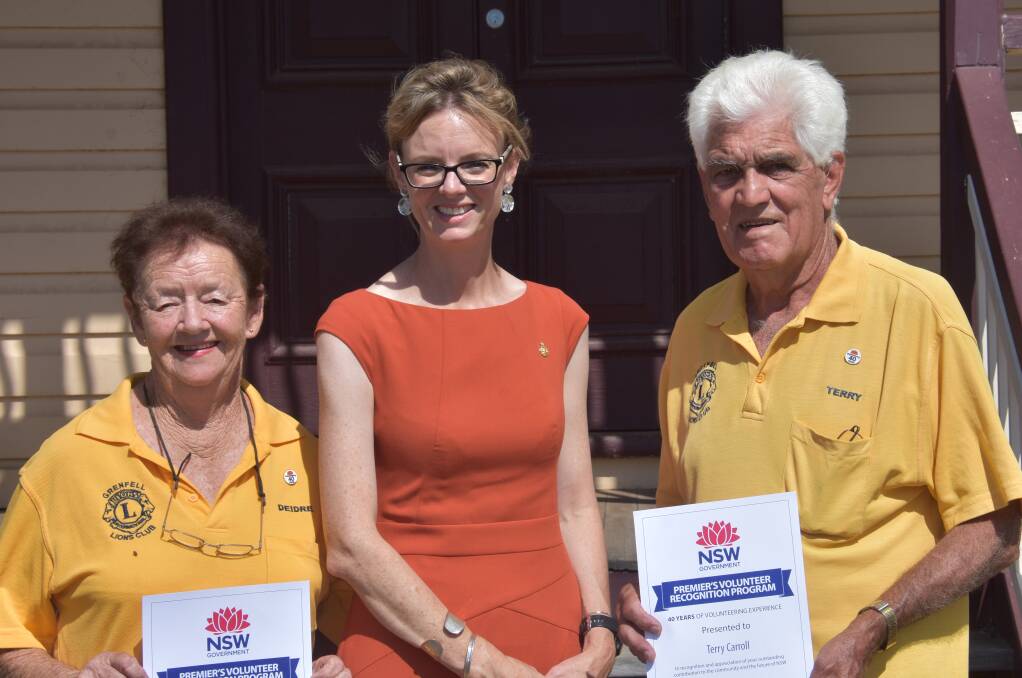 Terry and Deidre Carroll with Member for Cootamundra Steph Cooke following their award presentation on January 29. Terry and Deidre were awarded the NSW Premiers Volunteer Program award for over 40 years of outstanding service and dedication to their community. 