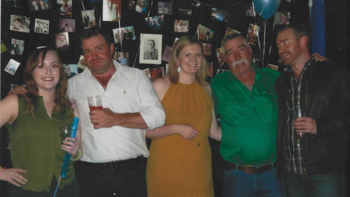 Wal Barker with his family Jessica, James and his partner Natasha Babinich and Stuart. (Cont)
