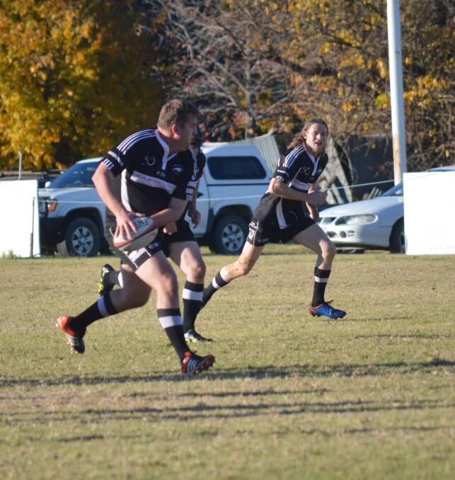 The Mighty Panthers move forward pushing through the opposition during their last home game at Bembrick Field.