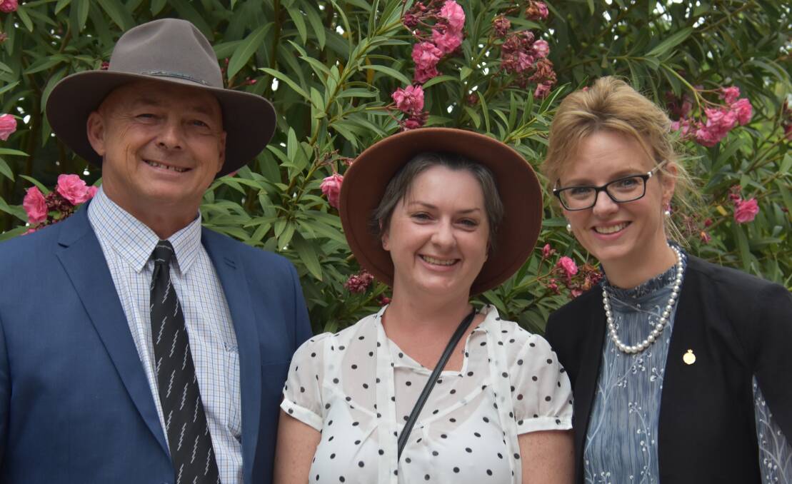 Mayor Cr Mark Liebich with GDS president Katherine Holmes and Member for Cootamundra Steph Cooke. 