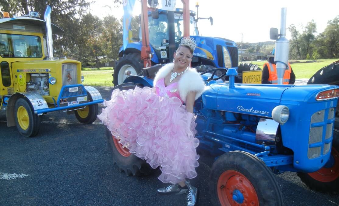Sam Fuda, from Orange, a participant in the Tractor Trek all dressed up for the drive.

