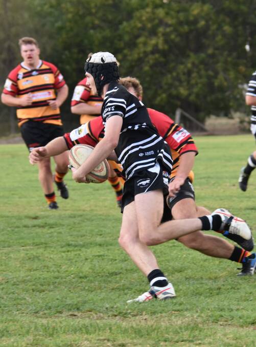 RUGBY UNION: Panthers star Frazer Ryder heads towards the try line in a recent match at Bembrick Field. 