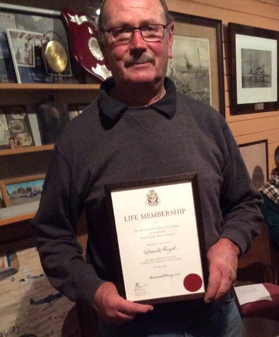 Don Forsyth with his Life Membership certificate. Photo Grenfell RSL