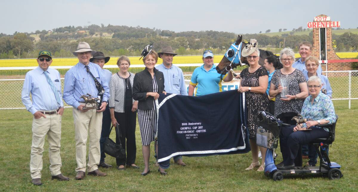 Winner of the feature race, The Grenfell Cup, was "Megawatt" trained by Canberra based Luke Pepper and ridden by Simon Miller, pictured here with owners and sponsors.