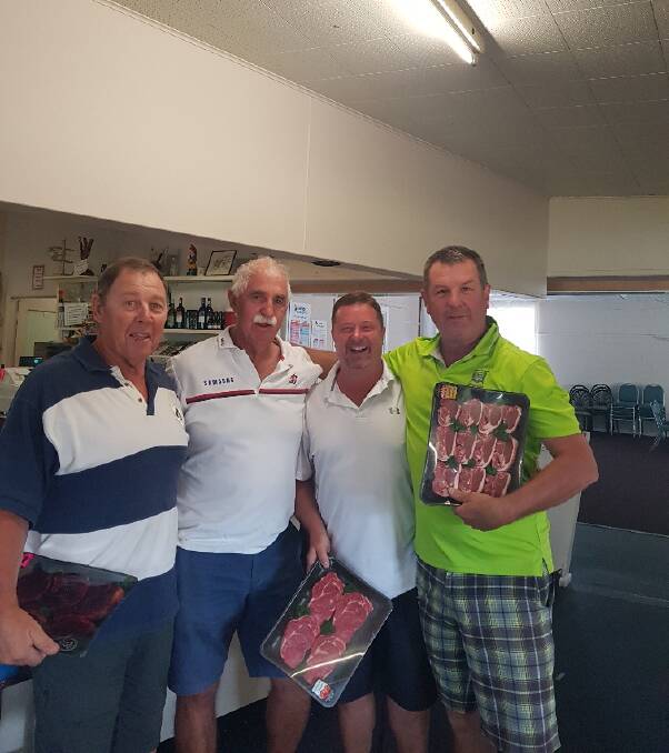 Runners up at the Grenfell Commodities Golf day were Trevor Cooper, Greg Oliver and Mark Crutcher, pictured with Peter Mawhinney. Image supplied.