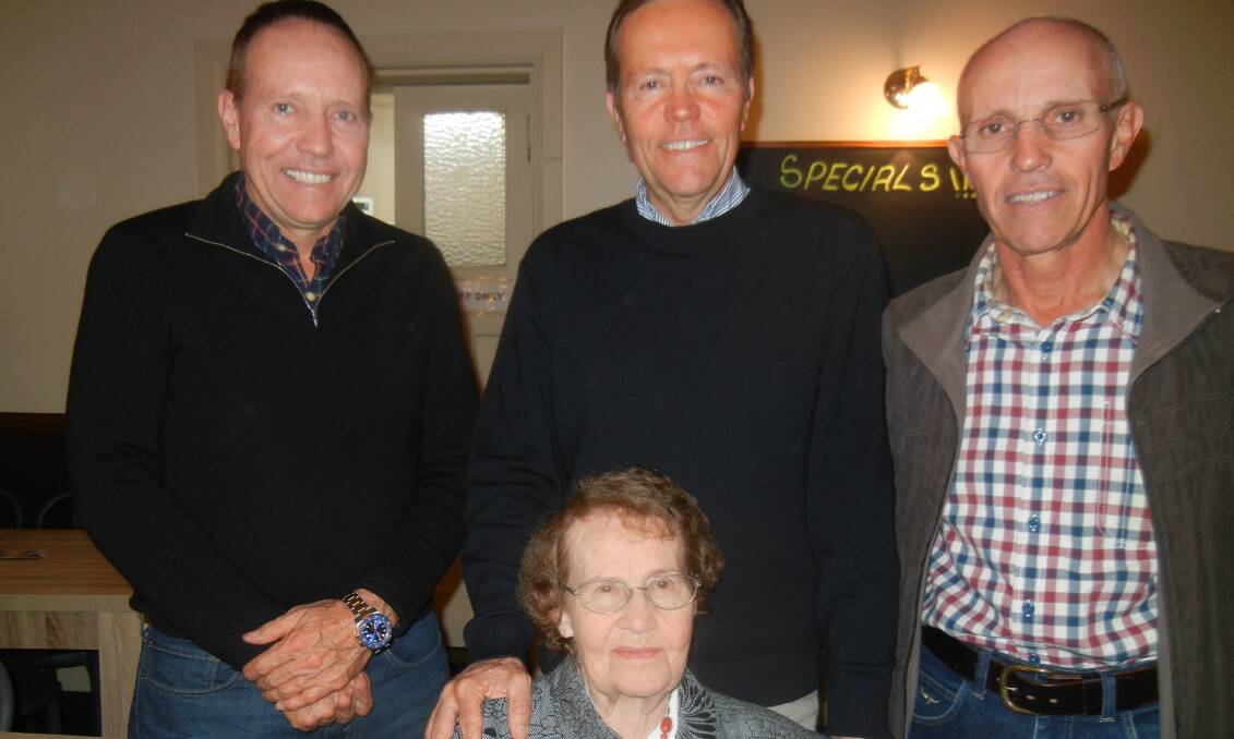 Norma Smith with her three sons, Darryl, Clyde and Athol at her 90th birthday celebrations. 