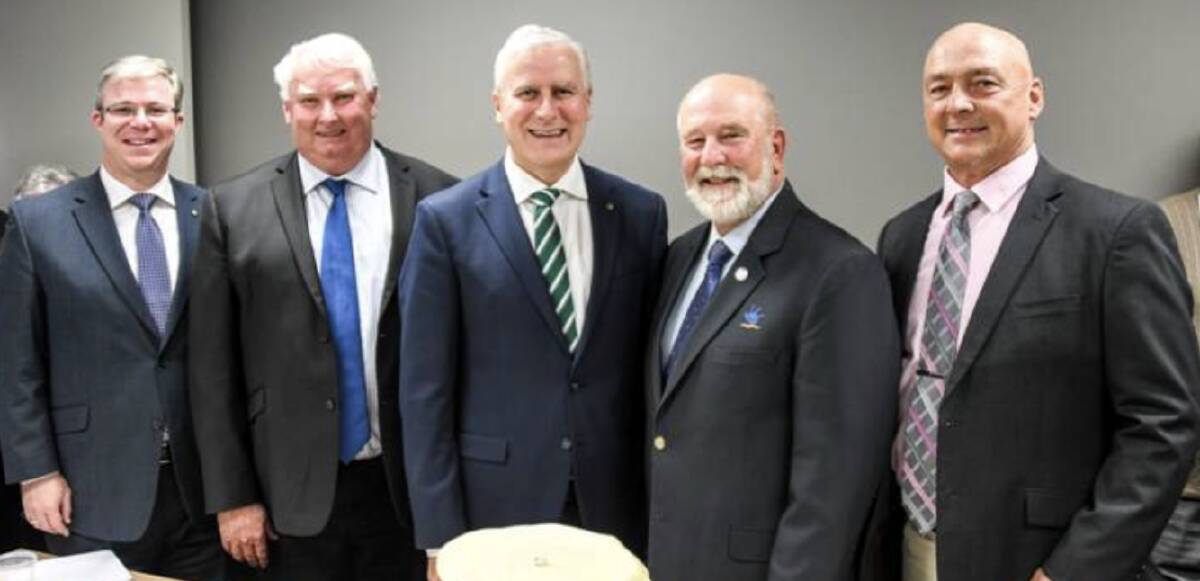 Shire mayors with Deputy Prime Minister Michael McCormack (M) are Rick Firman- Temora, Graeme Miller- Forbes, Ken Keith- Parkes and Mark Liebich- Weddin. 