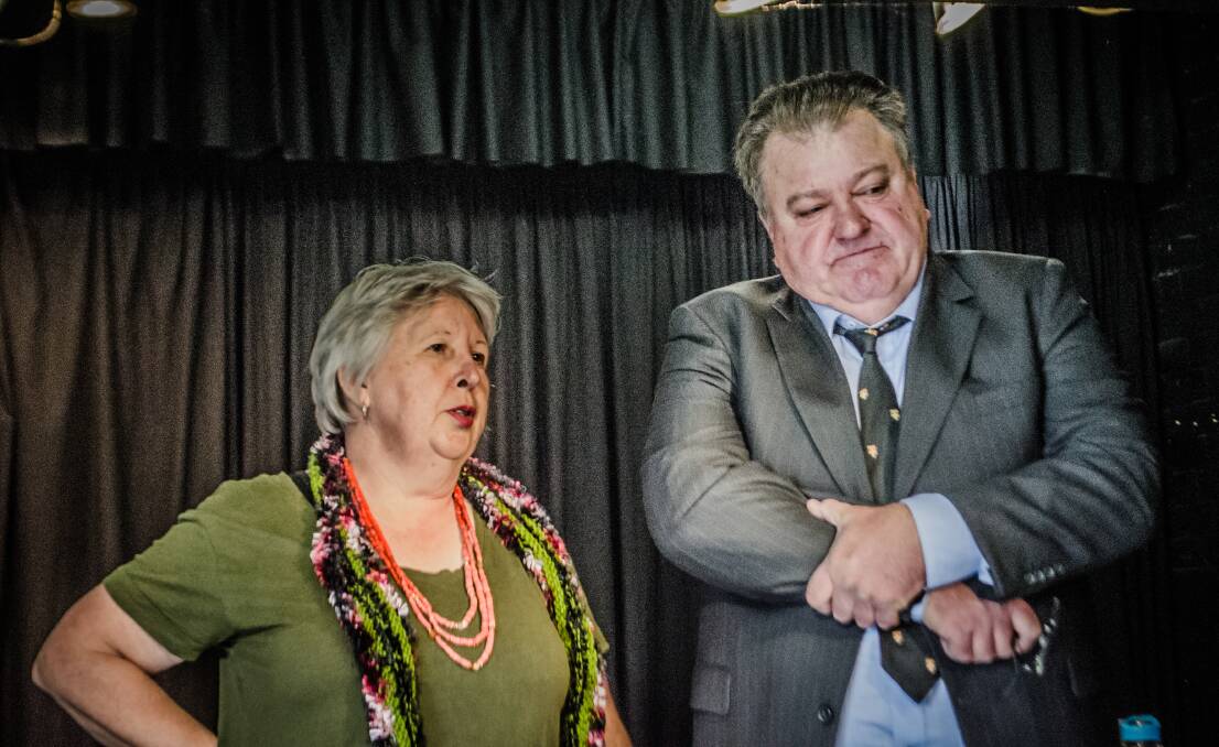 Grenfell Dramatic Society cast members Di Donohue and Matthew Lynch during the 2018 Henry Lawson Festival production. Image supplied