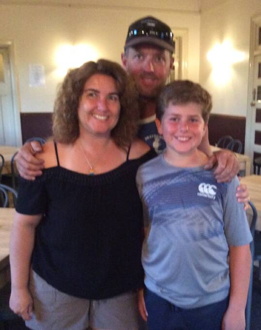 Riley Gray celebrating his 12th birthday with his parents Karen and Brett (Con't). 