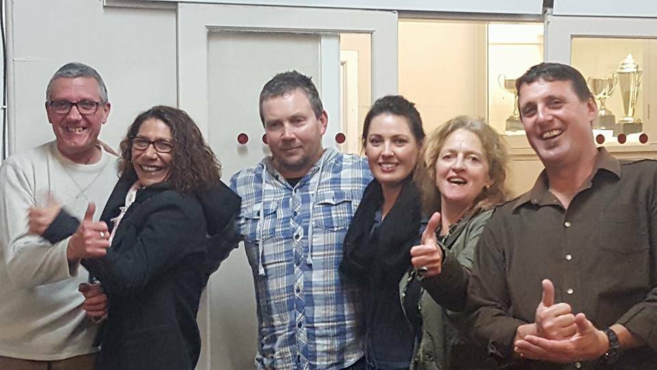 Winners of the Grenfell Junior Rugby League Club Quiz Night are the Knights, Phill and Janine Eyles, Dean and Sarah Nealon with Rita and Trevor Mawhinney. Photo GJRLFC.