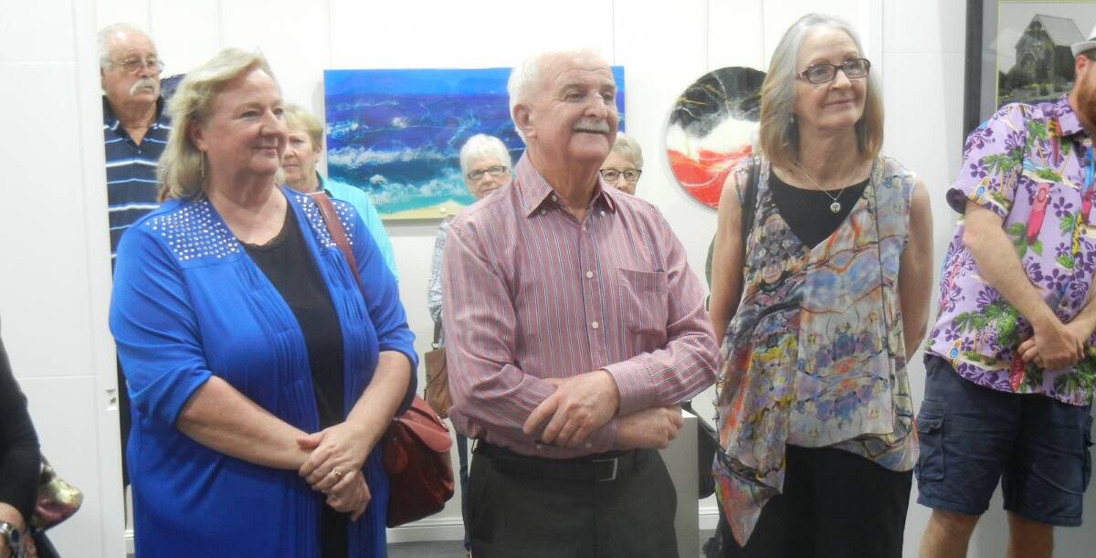 Nina Roderick, Allen Crowe and Kathleen McCue at the opening of their "Shared Observation" exhibition.